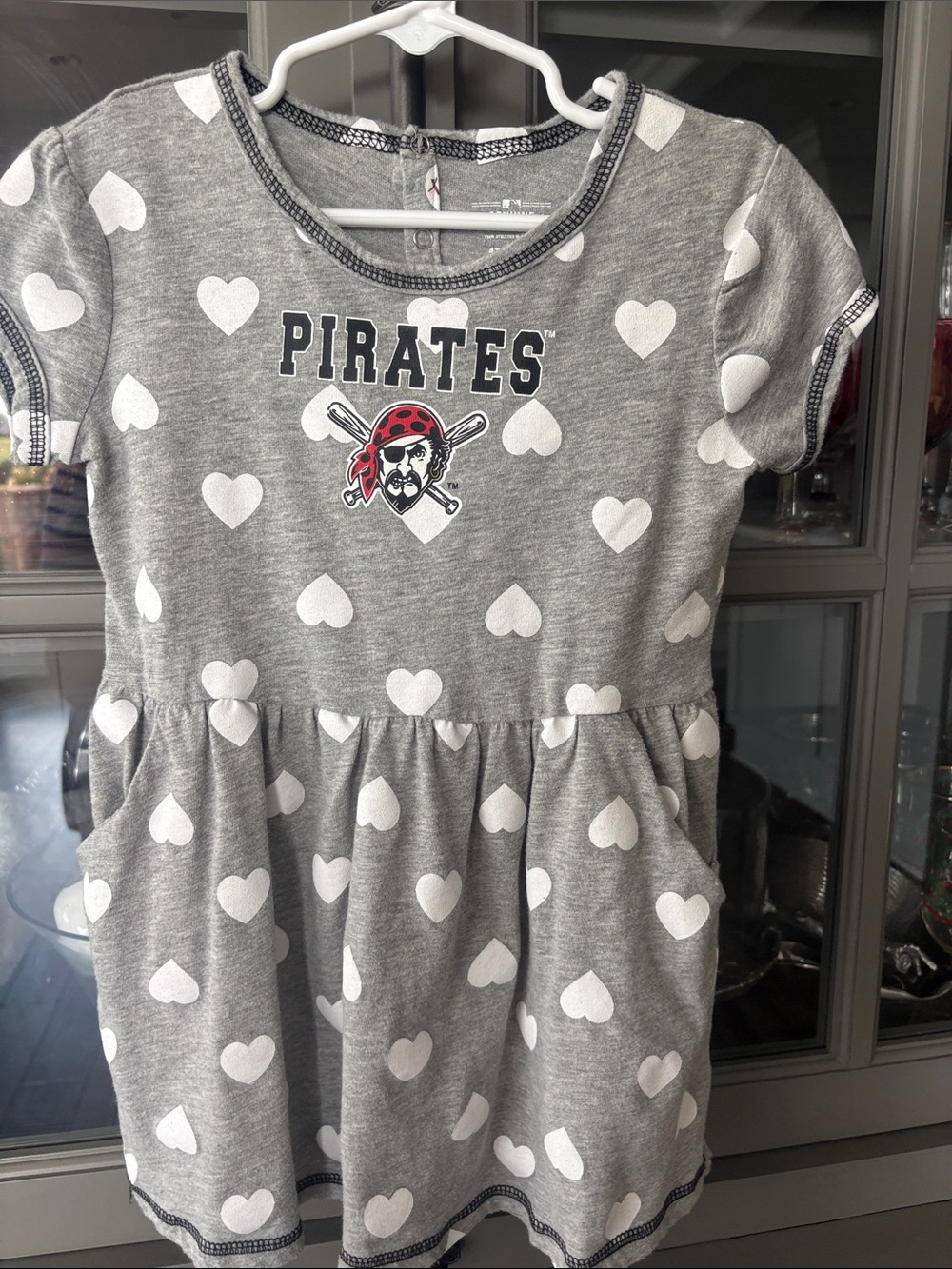 MLB Genuine Merchandise Grey Heart-Print Pittsburgh Pirates Dress